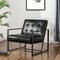 30.5"H Mid-Century Modern Leatherette Button-tufted Accent Arm Chair with Black Metal Frame
